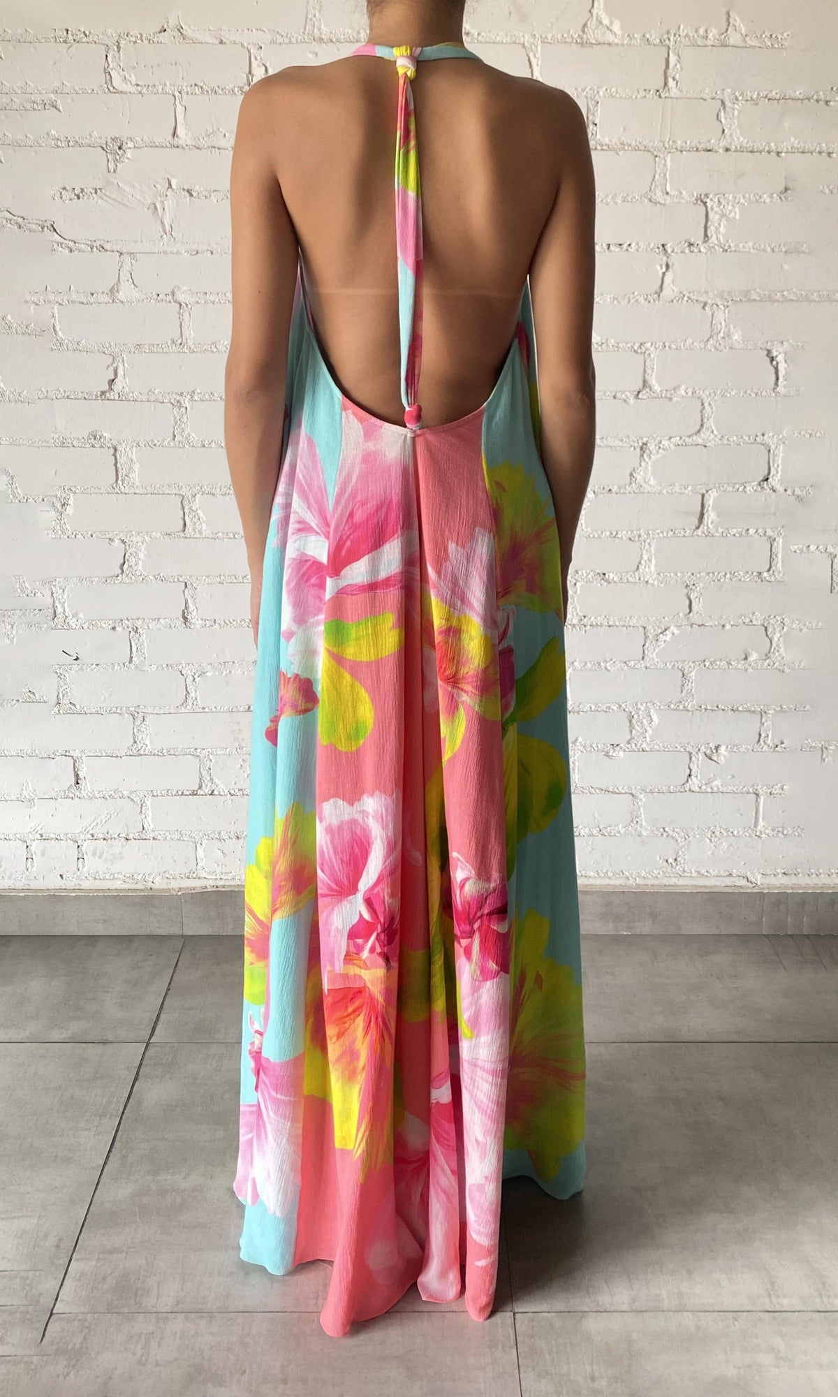 Hemant And Nandita | Mina Crinkle Rayon Long Dress | Multi