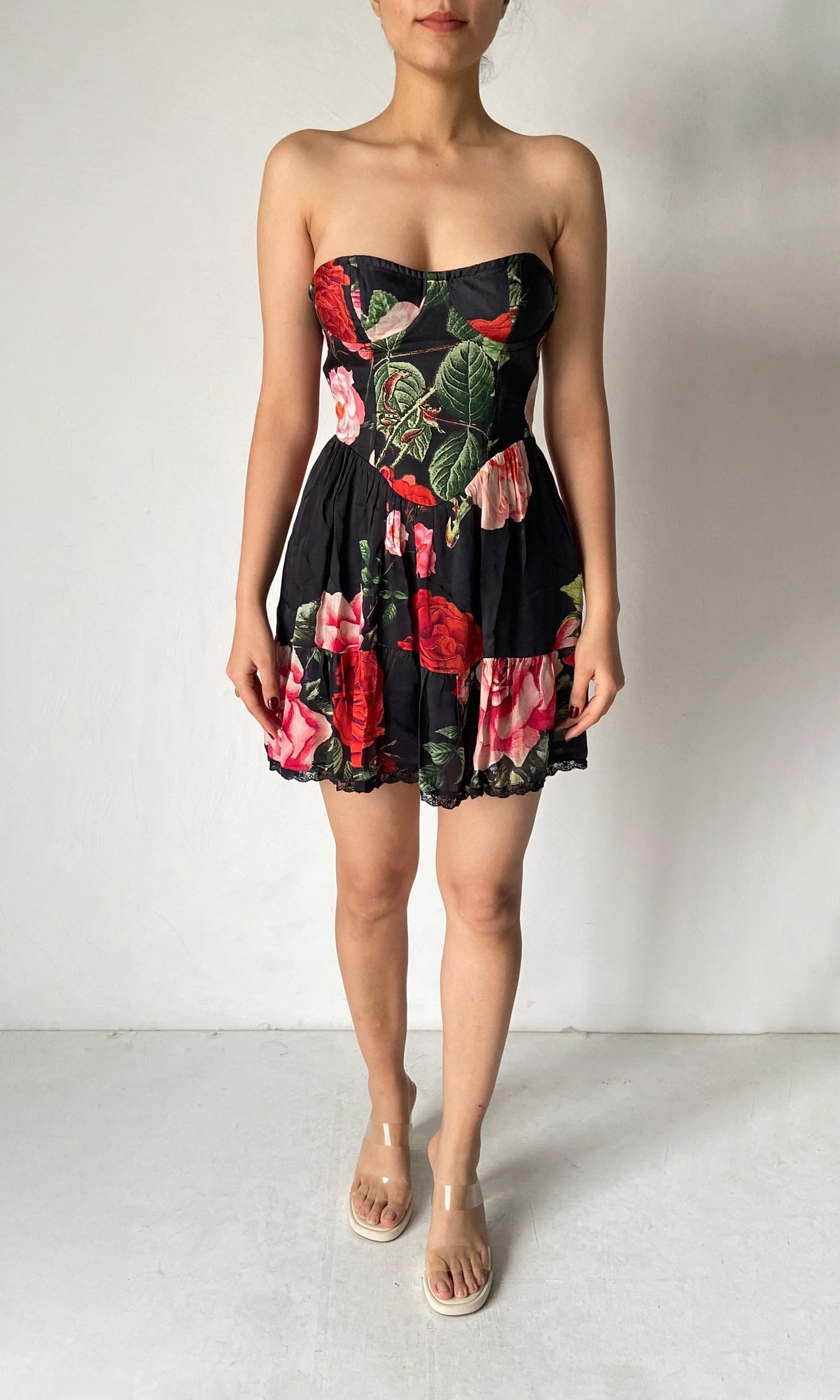 Hemant And Nandita | Maaz Viscose Satin Short Dress | Black Multi