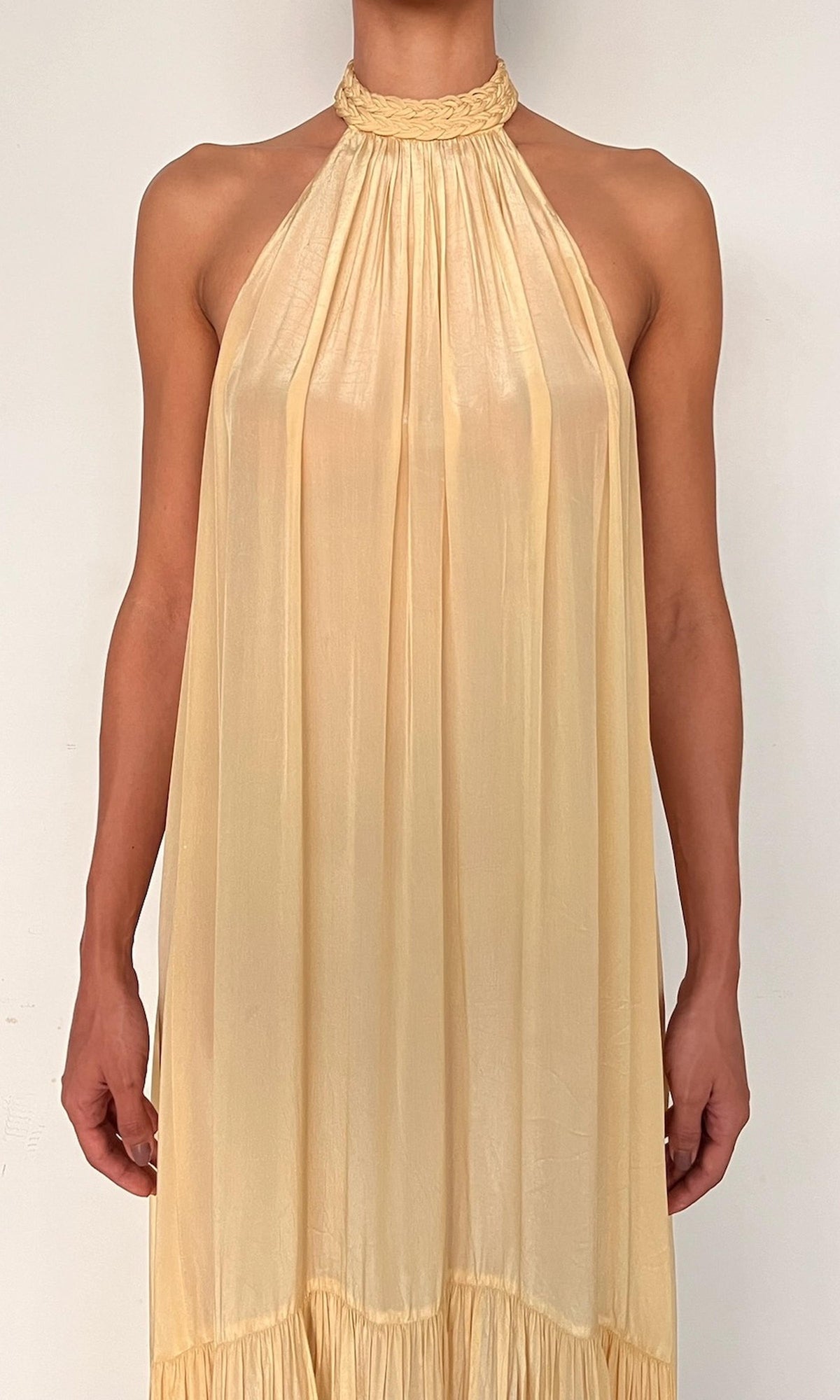 Womens | Nain Viscose Natural Crepe Long Dress | Yellow