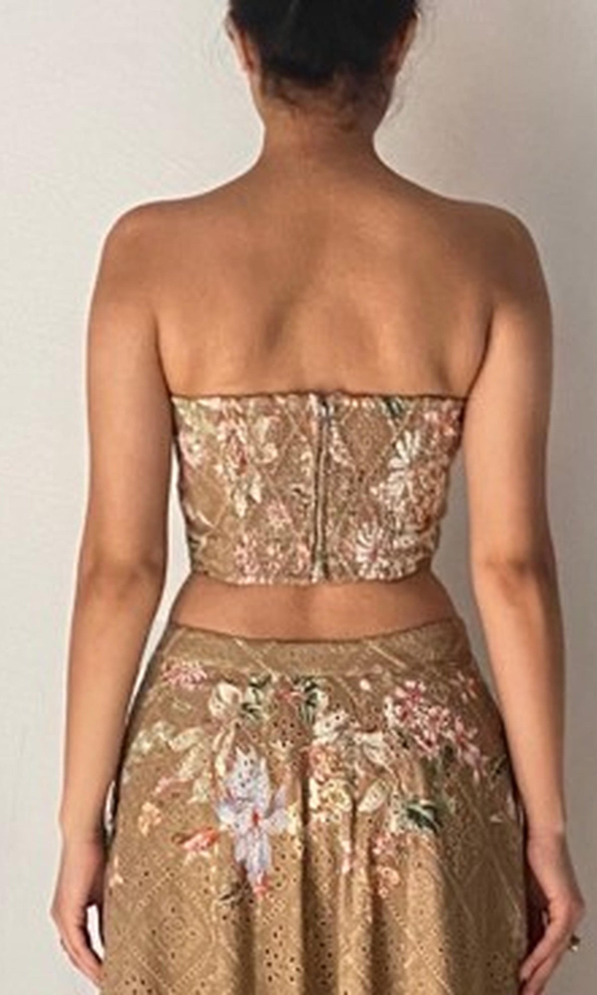Hemant And Nandita | Nava Cotton Schiffli Corset Top | Beige