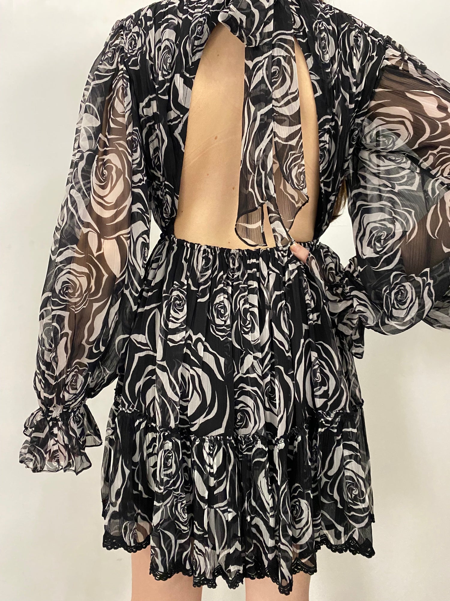 Orah Short Dress | Black/White