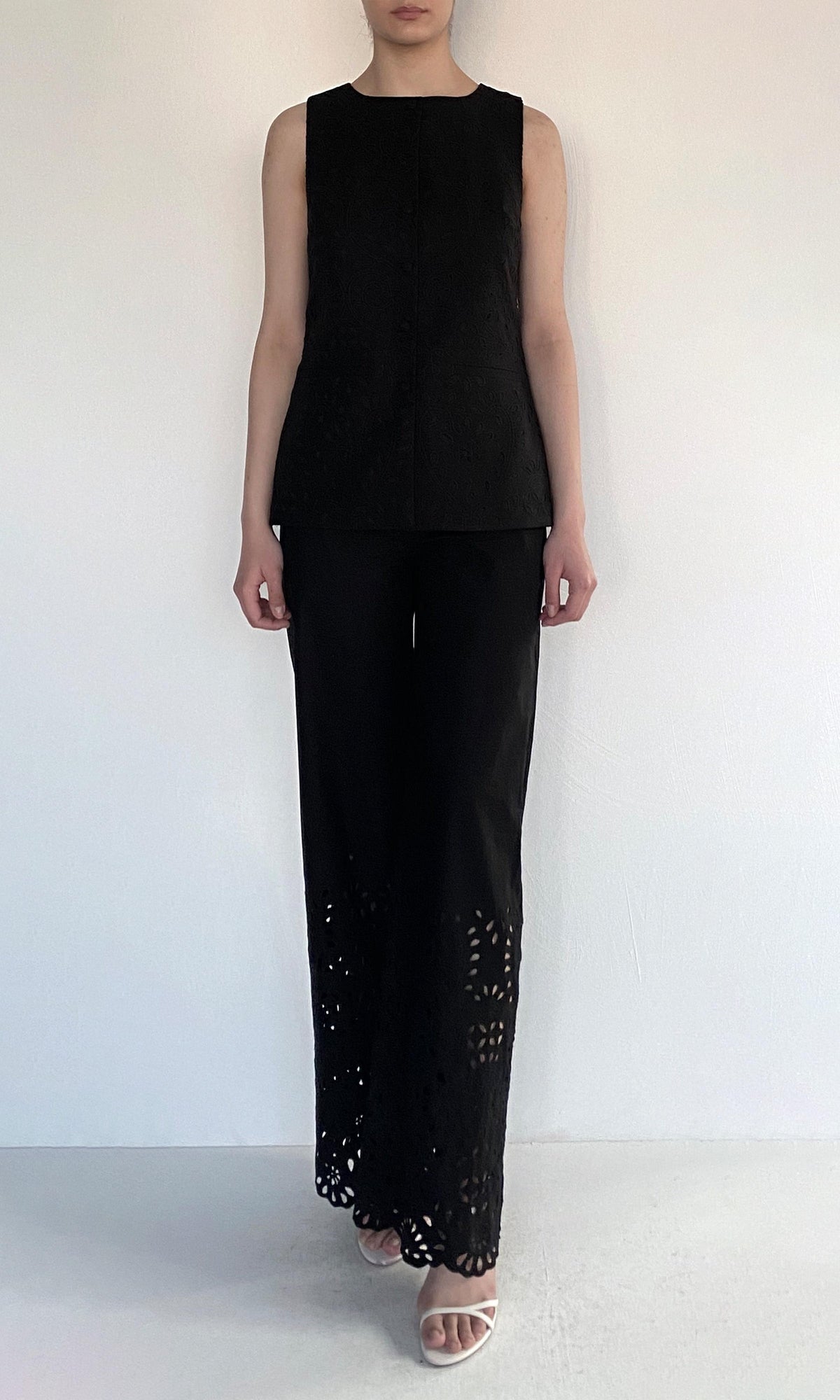 Hemant And Nandita | Rai Cotton Poplin Straight Pants | Black