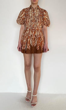 Hemant And Nandita | Rida Linen Cotton Collared Mini Shirt Dress | Multi