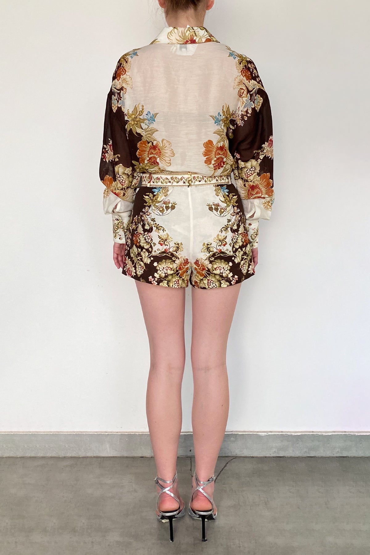 Shorts With Buckle Belt | Brown Mix