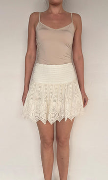 Hemant And Nandita | Ruby Cotton Schiffli Short Skirt | White