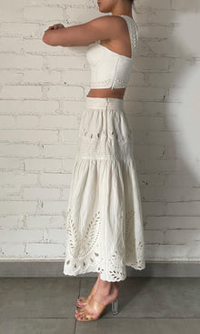Hemant And Nandita | Runa Linen Cotton Midi Skirt | Off White