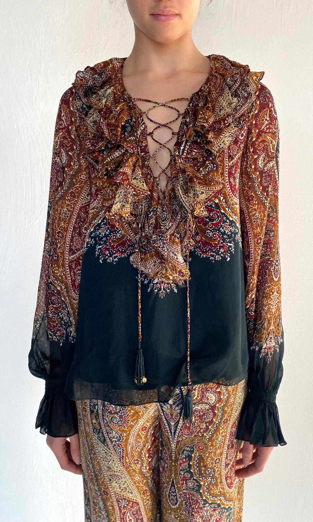 Womens | Ruza Viscose Flat Chiffon Top | Green Multi