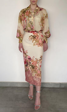 Hemant And Nandita | Sama Viscose Chiffon Shirt With Cami | Ivory Multi