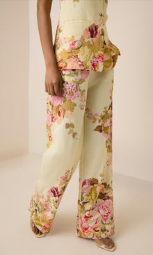 Hemant And Nandita | Sama Linen Cotton Flared Pants | Ivory Multi