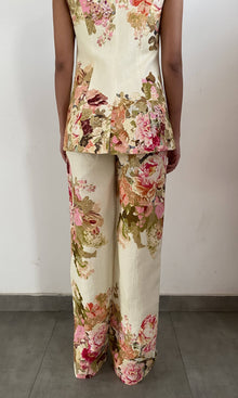 Hemant And Nandita | Sama Linen Cotton Flared Pants | Ivory Multi