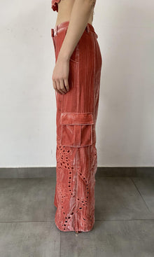 Womens | Sehr Polyester Crushed Velvet Pants | Pink