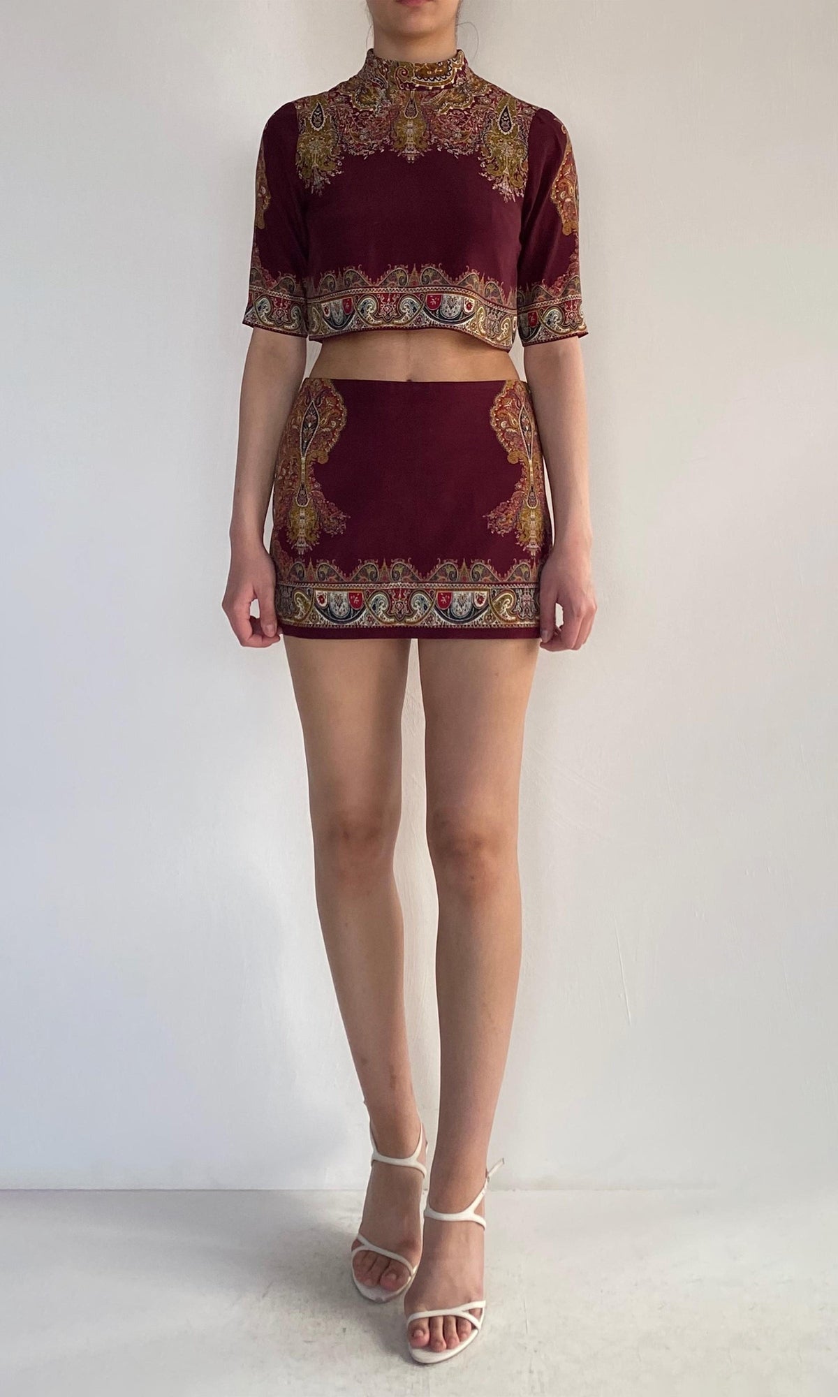 Womens | Shifa Viscose Heavy Crepe Boxy Top | Burgundy