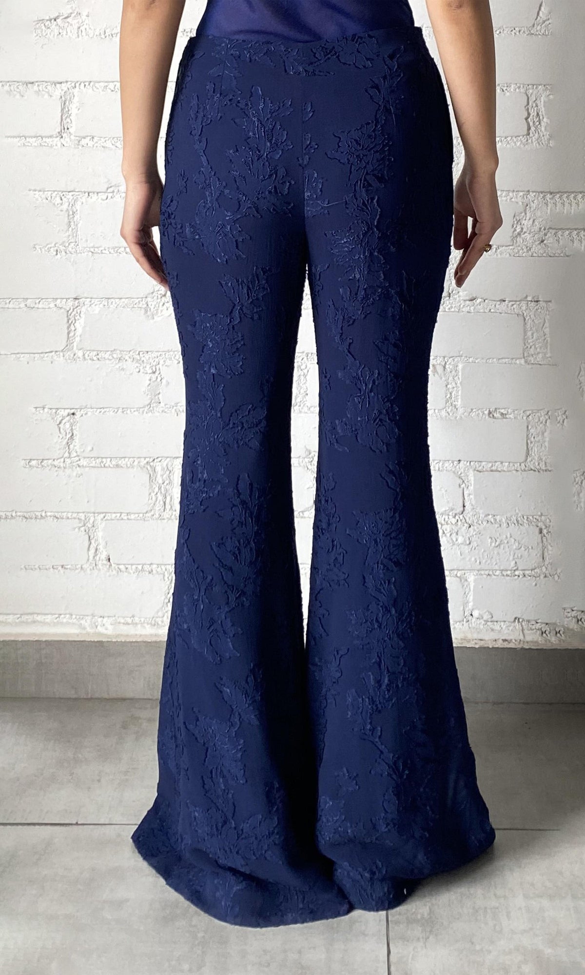 Hemant And Nandita | Tiya Viscose Georgette Jacquard Pants | Navy