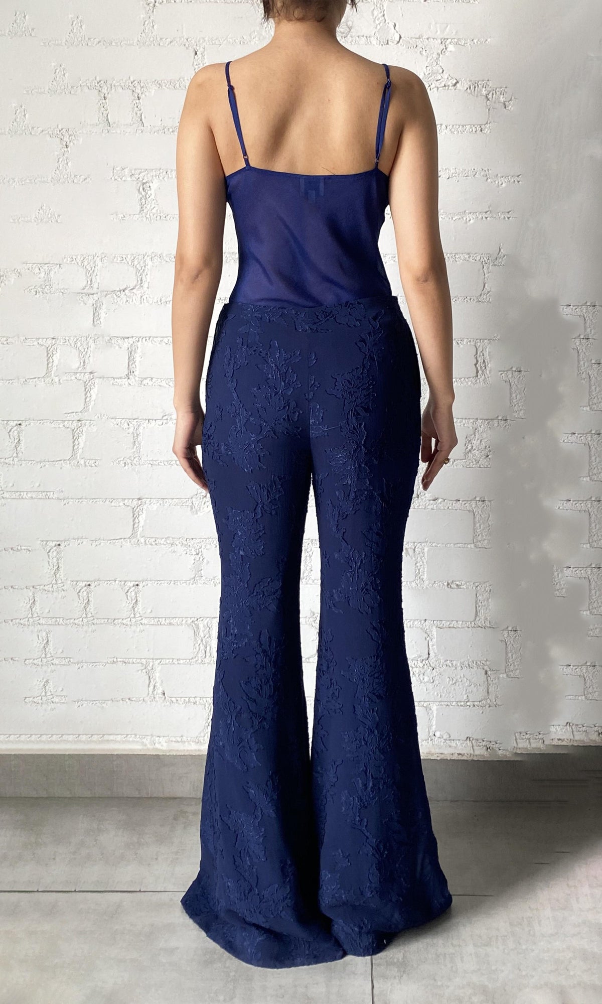 Hemant And Nandita | Tiya Viscose Georgette Jacquard Pants | Navy