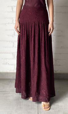 Hemant And Nandita | Tiya Viscose Georgette Jaqcuard Long Skirt | Burgundy