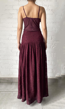 Hemant And Nandita | Tiya Viscose Georgette Jaqcuard Long Skirt | Burgundy