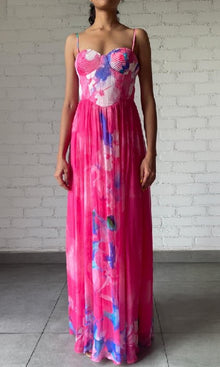 Hemant And Nandita | Vesa Viscose Crinkle Chiffon Long Dress | Multicolor