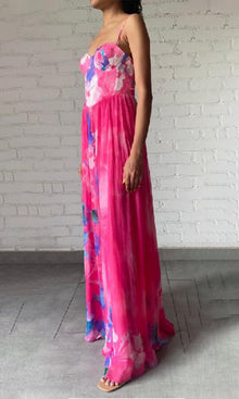 Hemant And Nandita | Vesa Viscose Crinkle Chiffon Long Dress | Multicolor