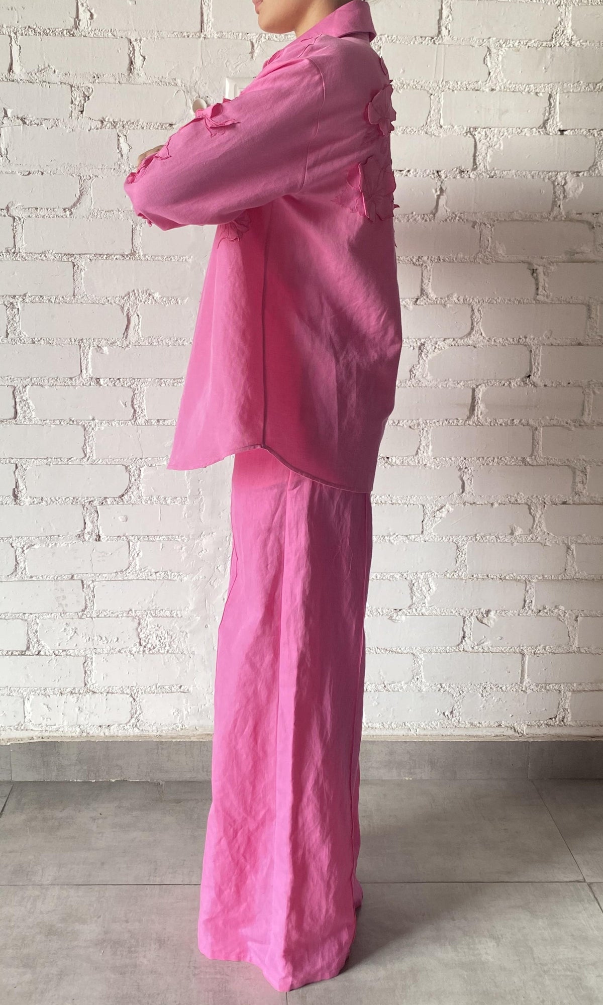 Womens | Yuri Linen Cotton Oversized Shirt | Pink