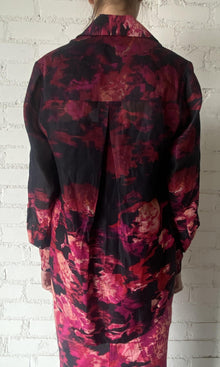Womens | Zina Viscose Georgette Jacquard Shirt | Black Magenta
