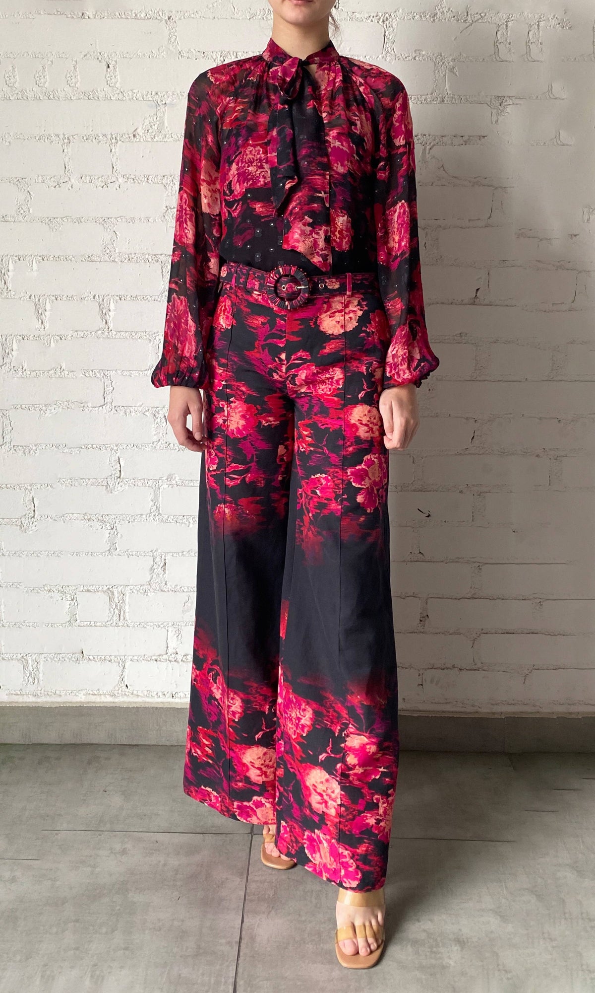 Womens | Zina Viscose Georgette Lurex Dobby Blouse With Slip | Black Magenta