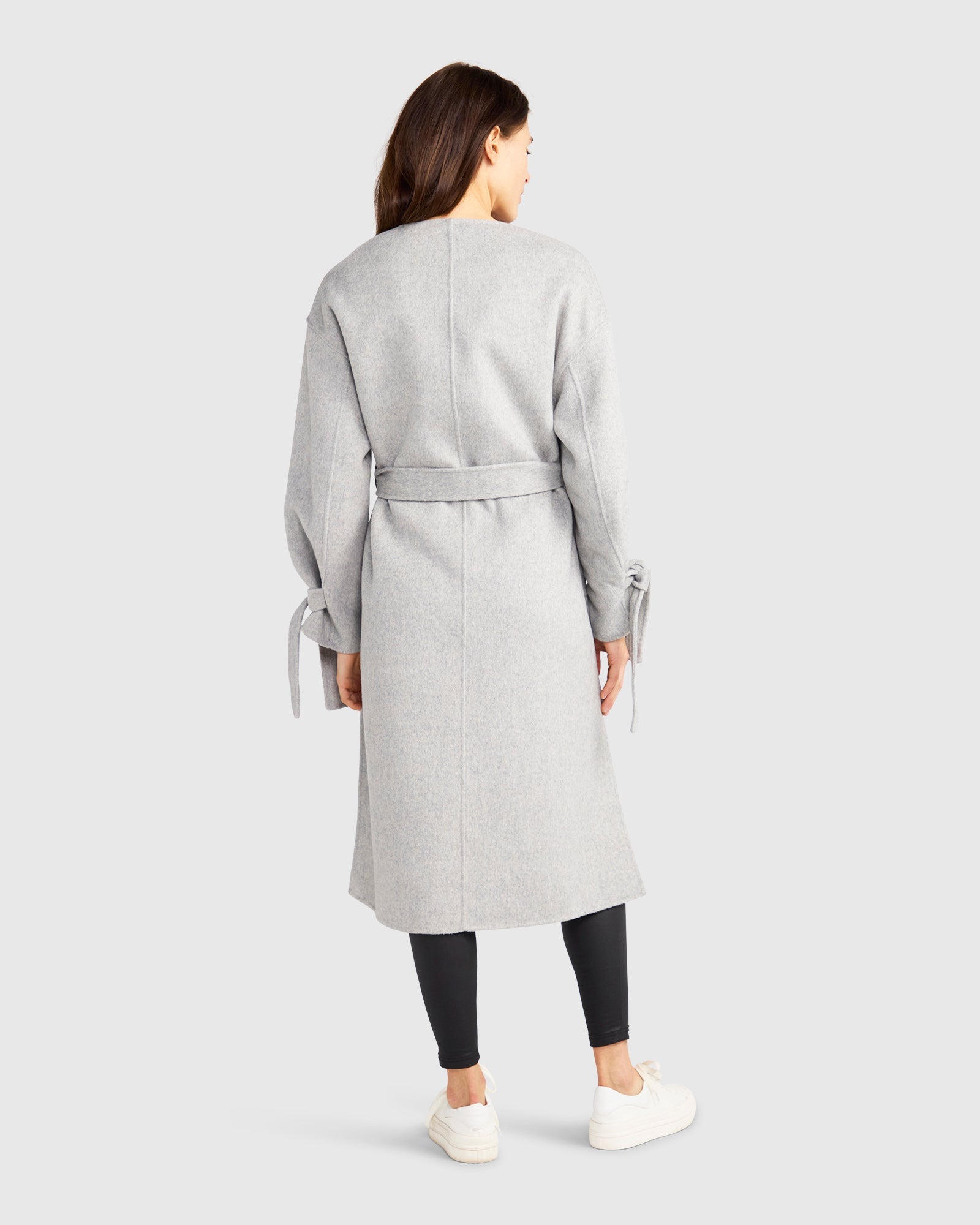 Head Over Heels Collarless Robe Coat | Women | Grey Marle