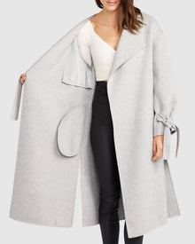 Head Over Heels Collarless Robe Coat | Women | Grey Marle