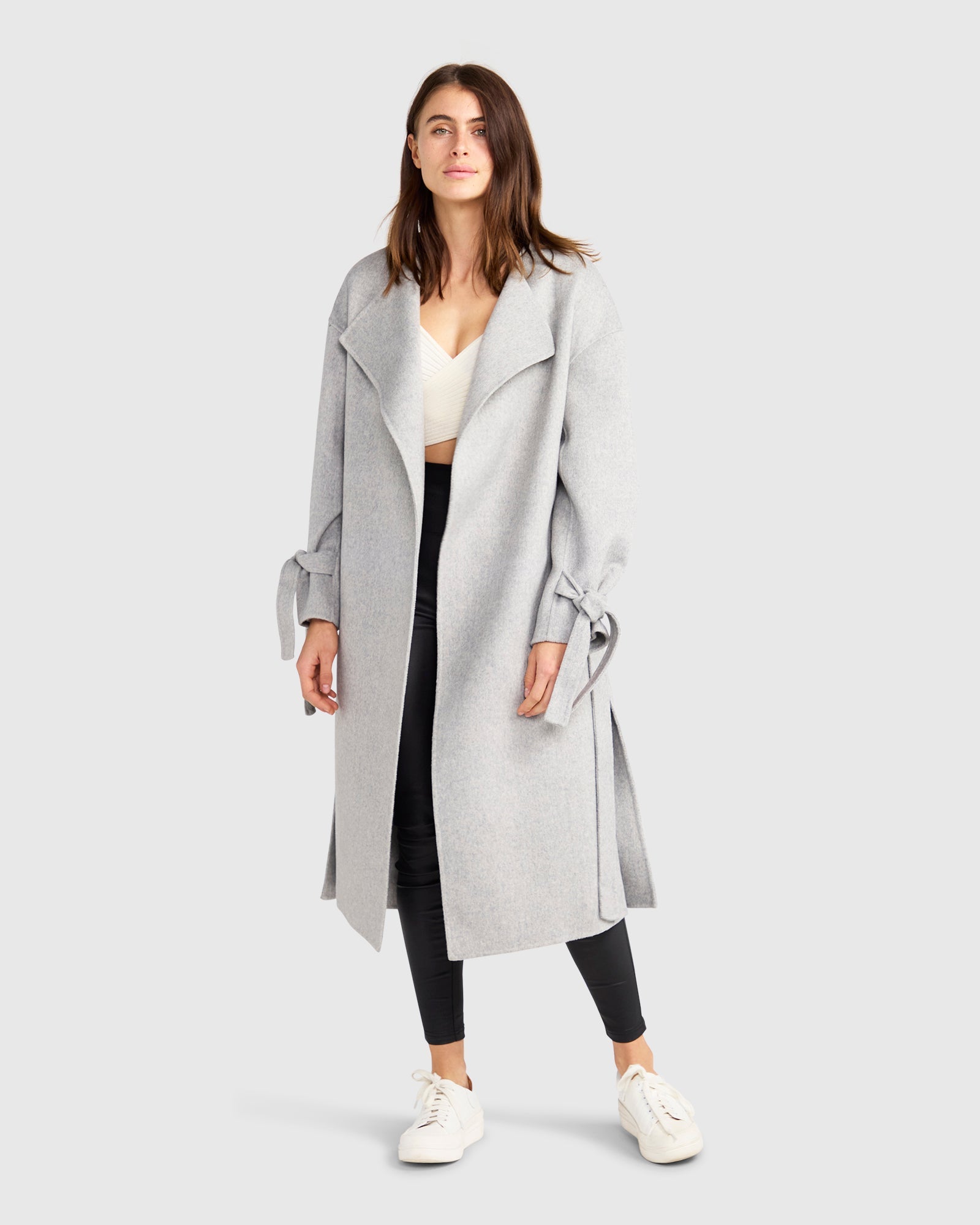 Head Over Heels Collarless Robe Coat | Women | Grey Marle