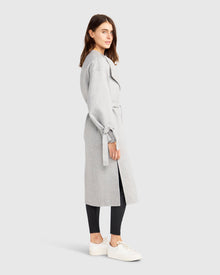 Head Over Heels Collarless Robe Coat | Women | Grey Marle