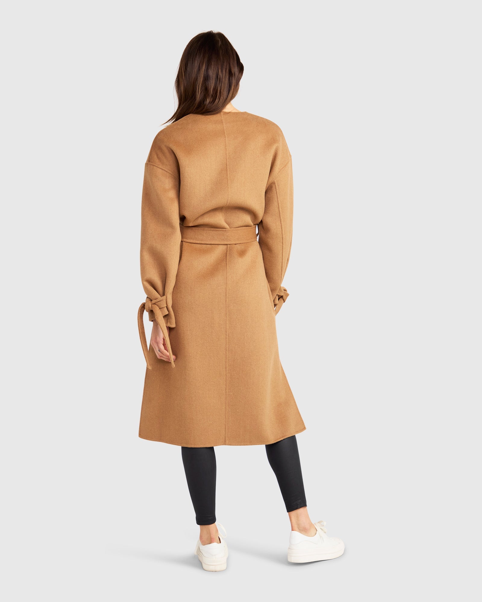 Head Over Heels Collarless Robe Coat | Women | Camel