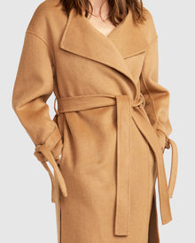 Head Over Heels Collarless Robe Coat | Women | Camel