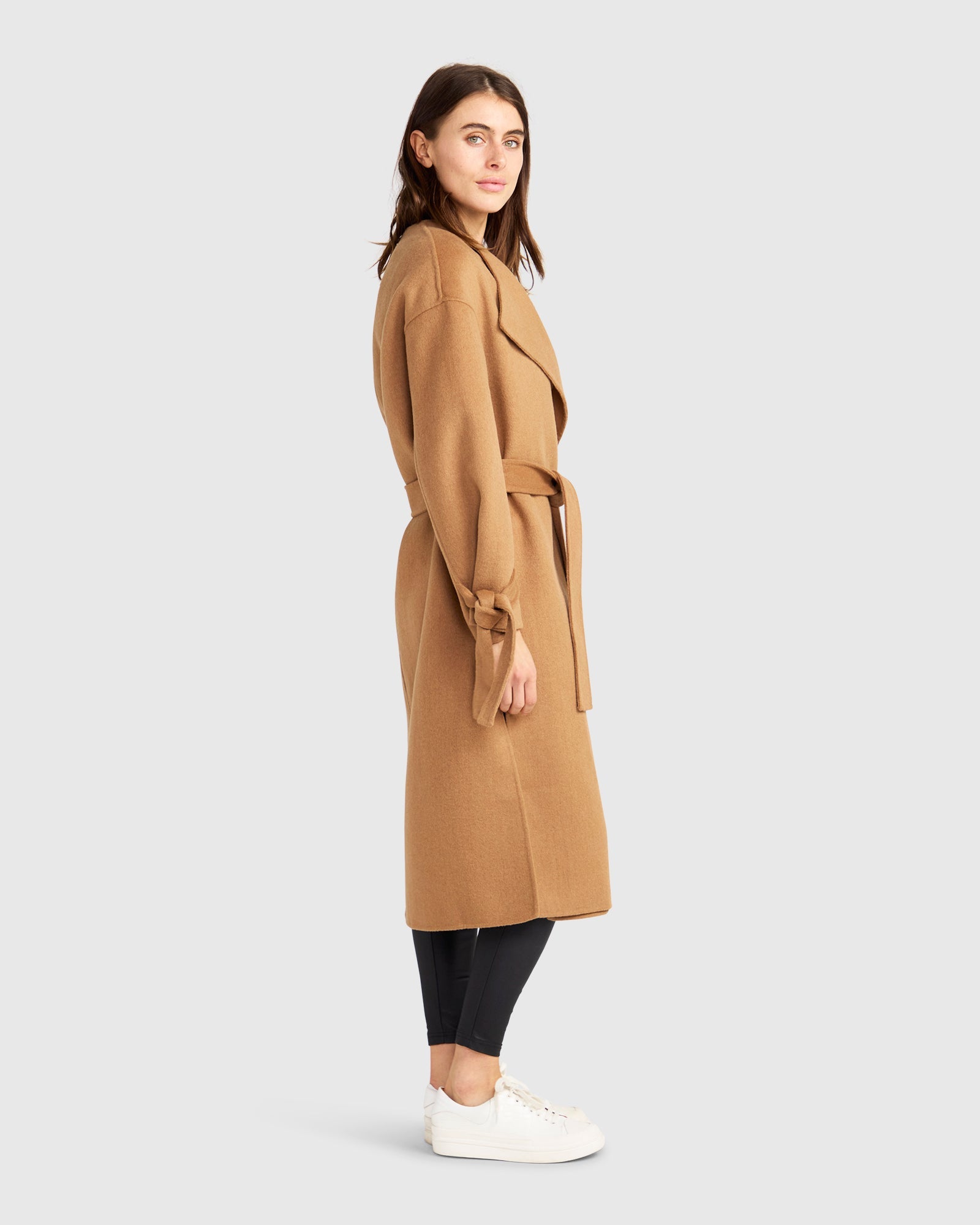 Head Over Heels Collarless Robe Coat | Women | Camel