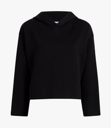Another Tomorrow Cropped Hoodie in Black – Cotton Women's Top