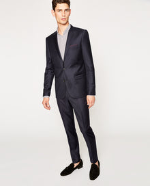 Micro-Motifs Suit Trousers | Men | Navy Blue