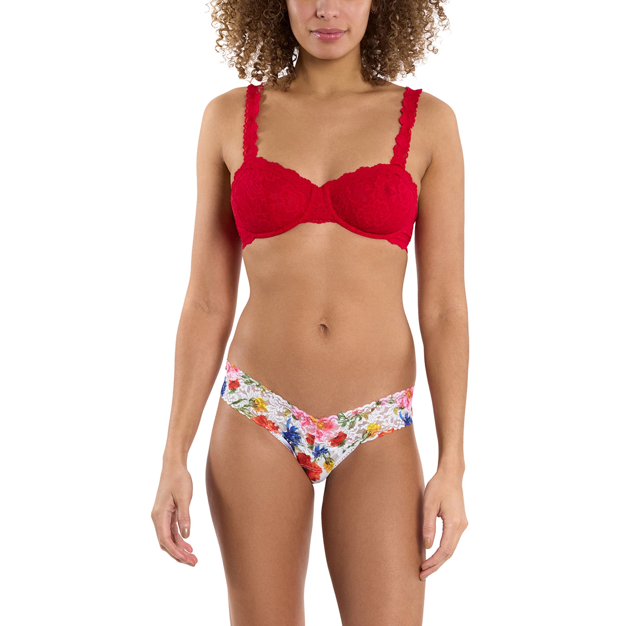 Signature Lace Balconette Bra | Red