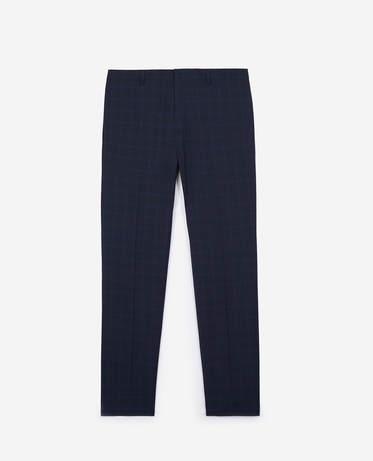 Wool Suit Trousers With Faint Check Motif | Men | Dark Blue