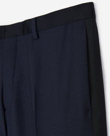 Wool Dinner Trousers With Black Satin Bands | Men | Navy Blue