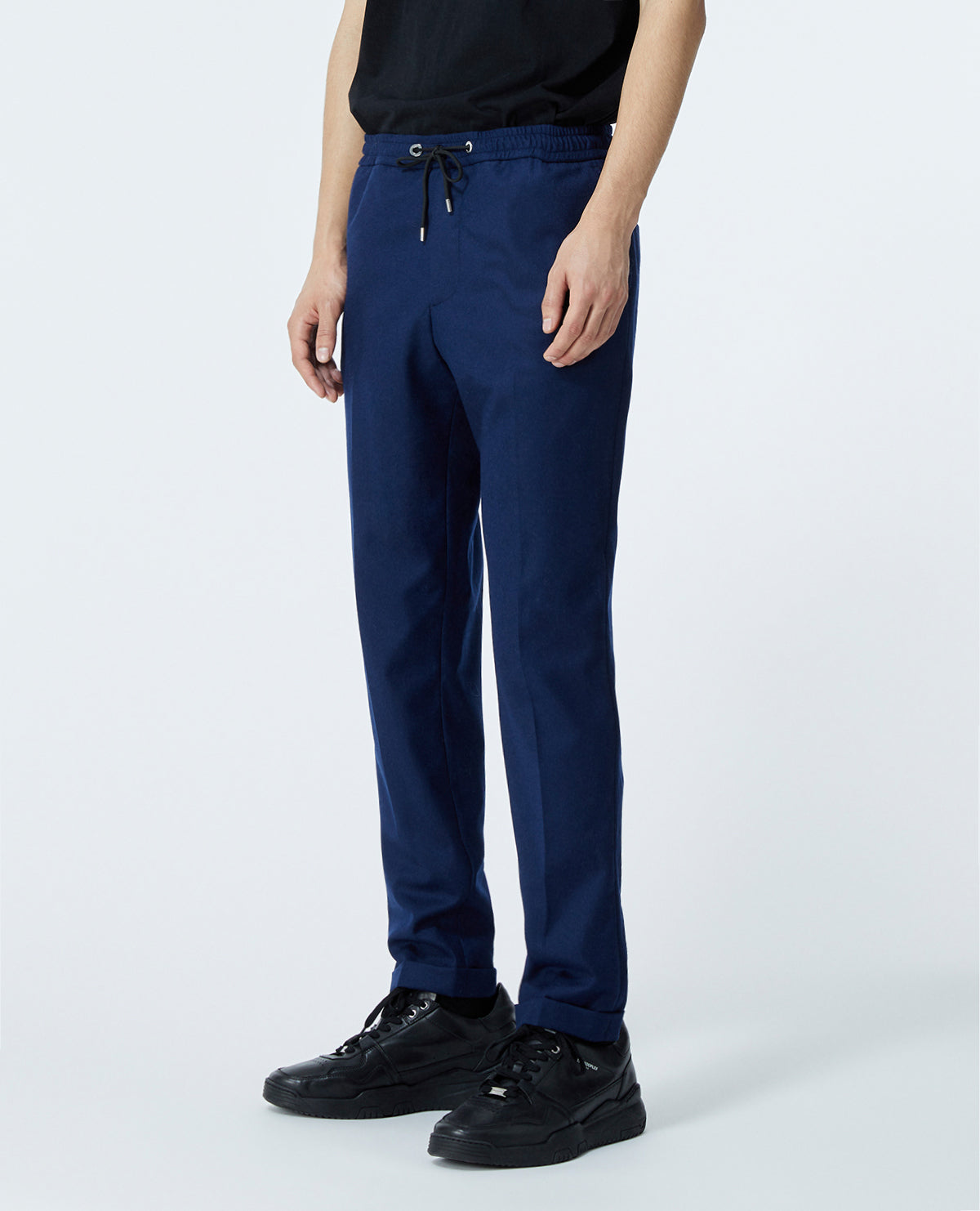 Blue Wool Pants With Elastic Band | Men | Navy