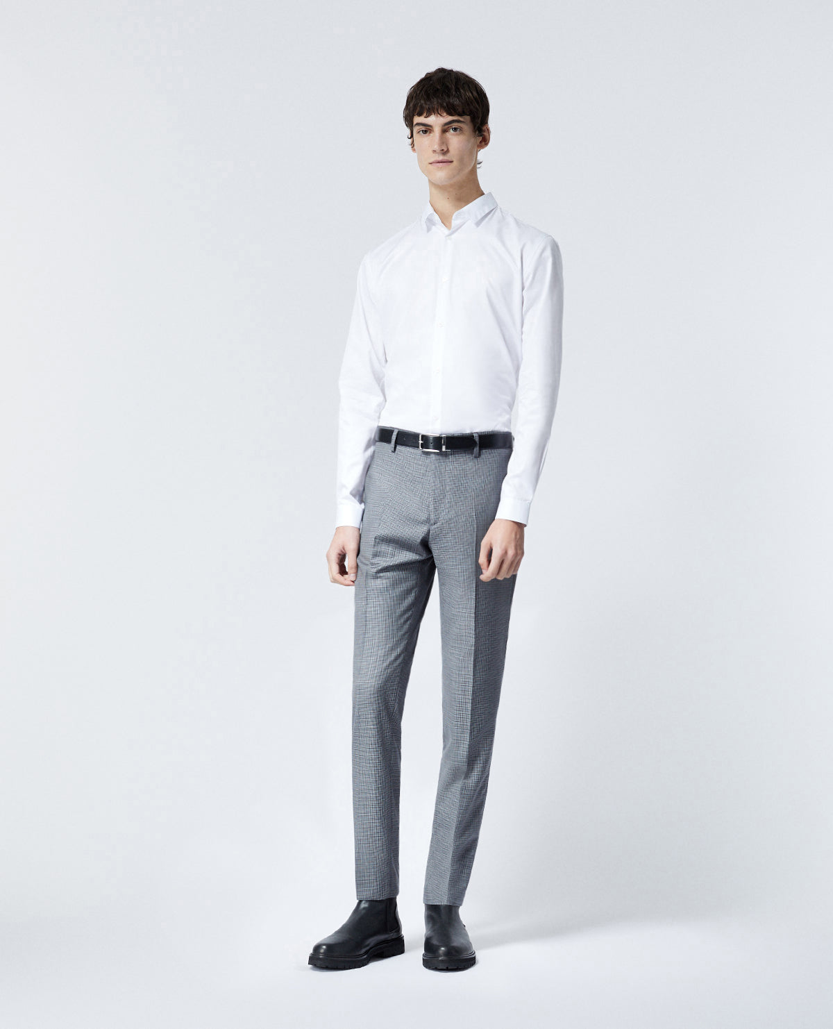 Gray Patterned Suit Pants In Wool | Men | Grey