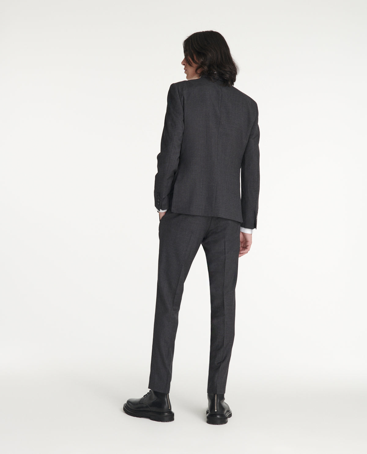 Gray Patterned Suit Pants In Wool | Men | Anthracite