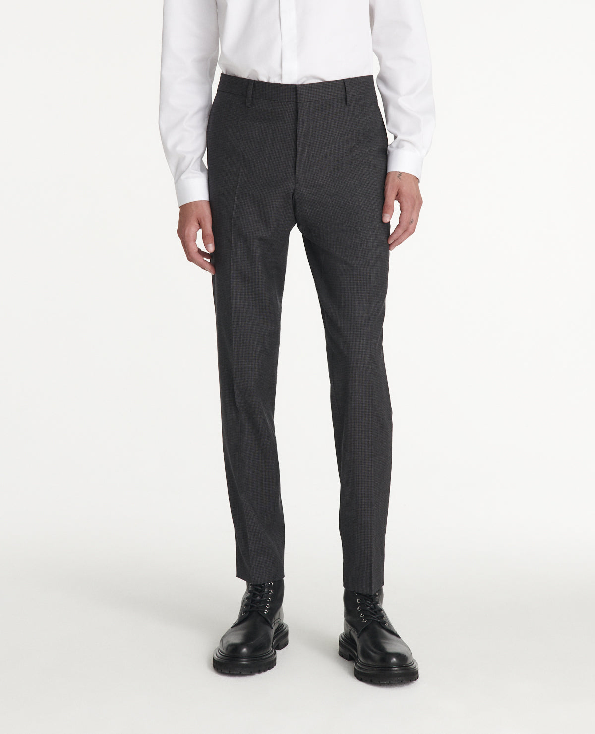 Gray Patterned Suit Pants In Wool | Men | Anthracite