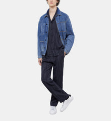 Blue Striped Pants | Men | Dark Navy x Ecru