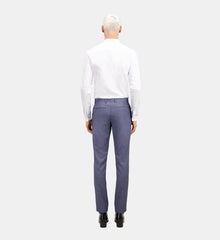 Grey Checkered Wool Suit Trousers | Men | Light Blue