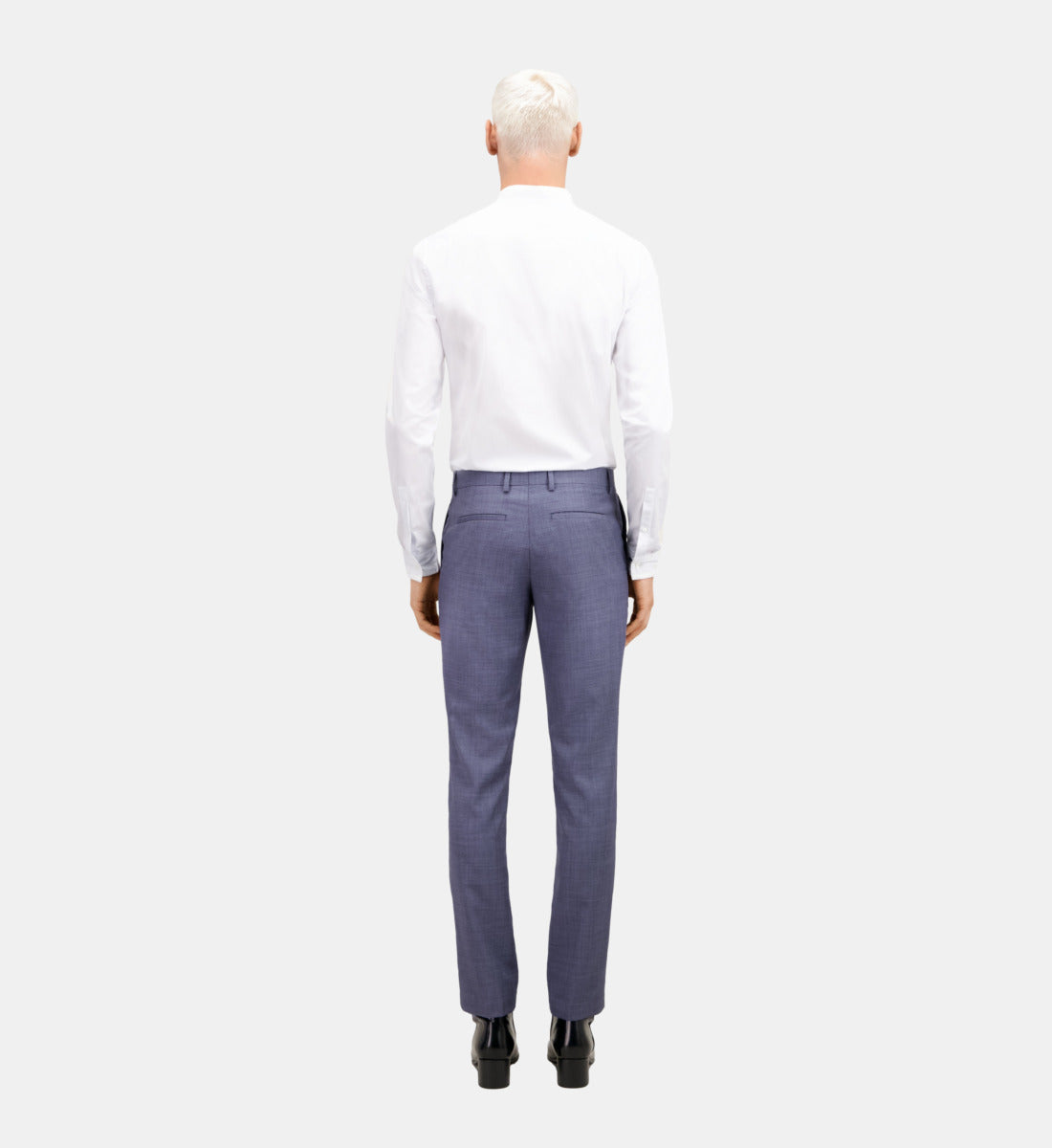 Grey Checkered Wool Suit Trousers | Men | Light Blue