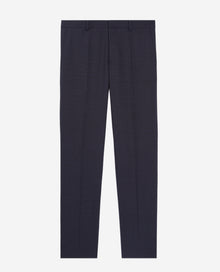 Blue Micro-Pattern Wool Suit Trousers | Men | Navy x Black