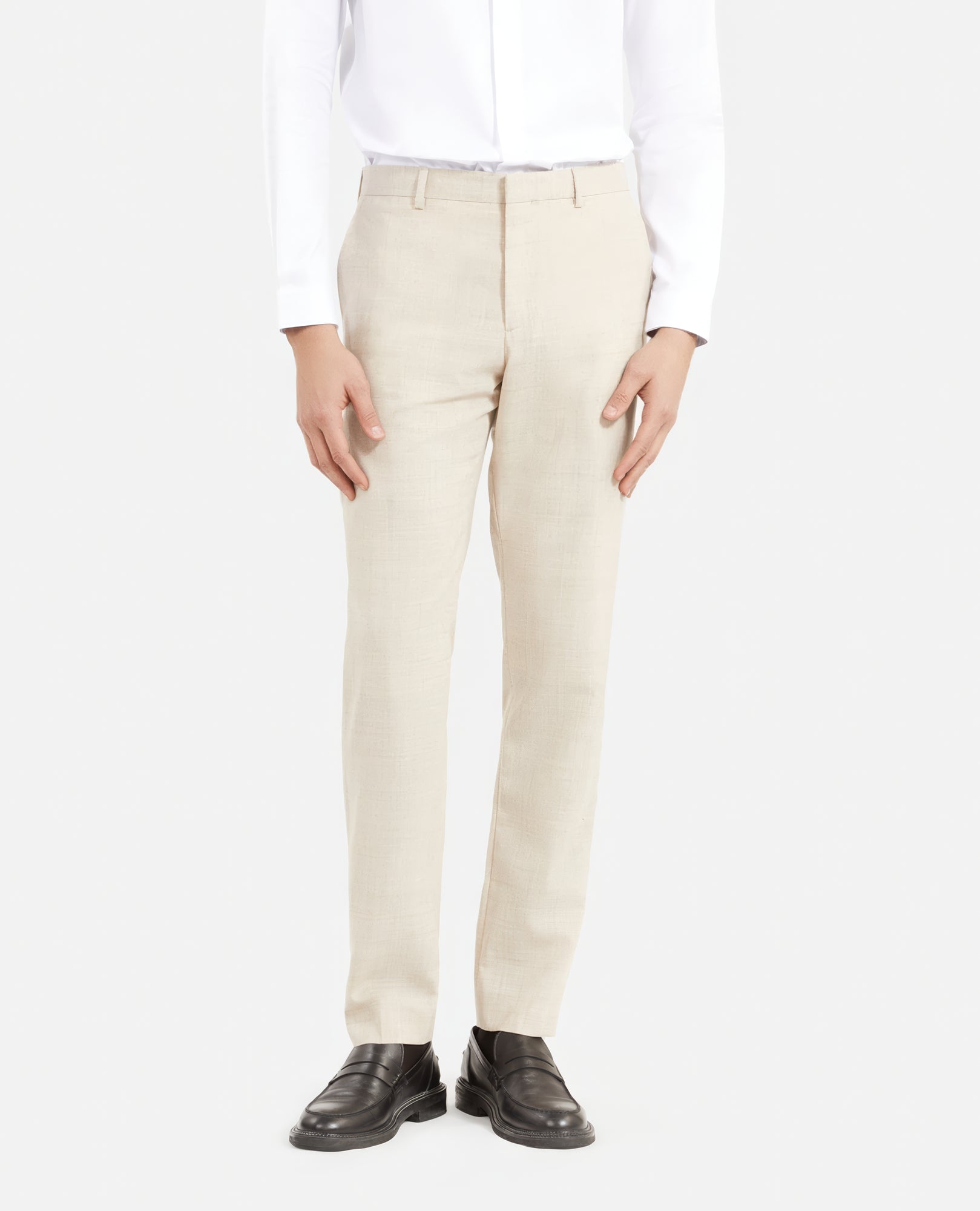 Wool Fitted Suit Trousers | Men | Beige