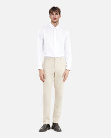 Wool Fitted Suit Trousers | Men | Beige