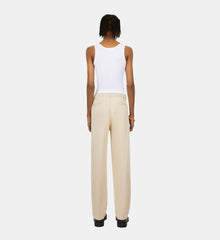 Cotton And Linen Trousers With Pleats | Men | Beige