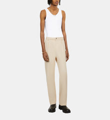 Cotton And Linen Trousers With Pleats | Men | Beige