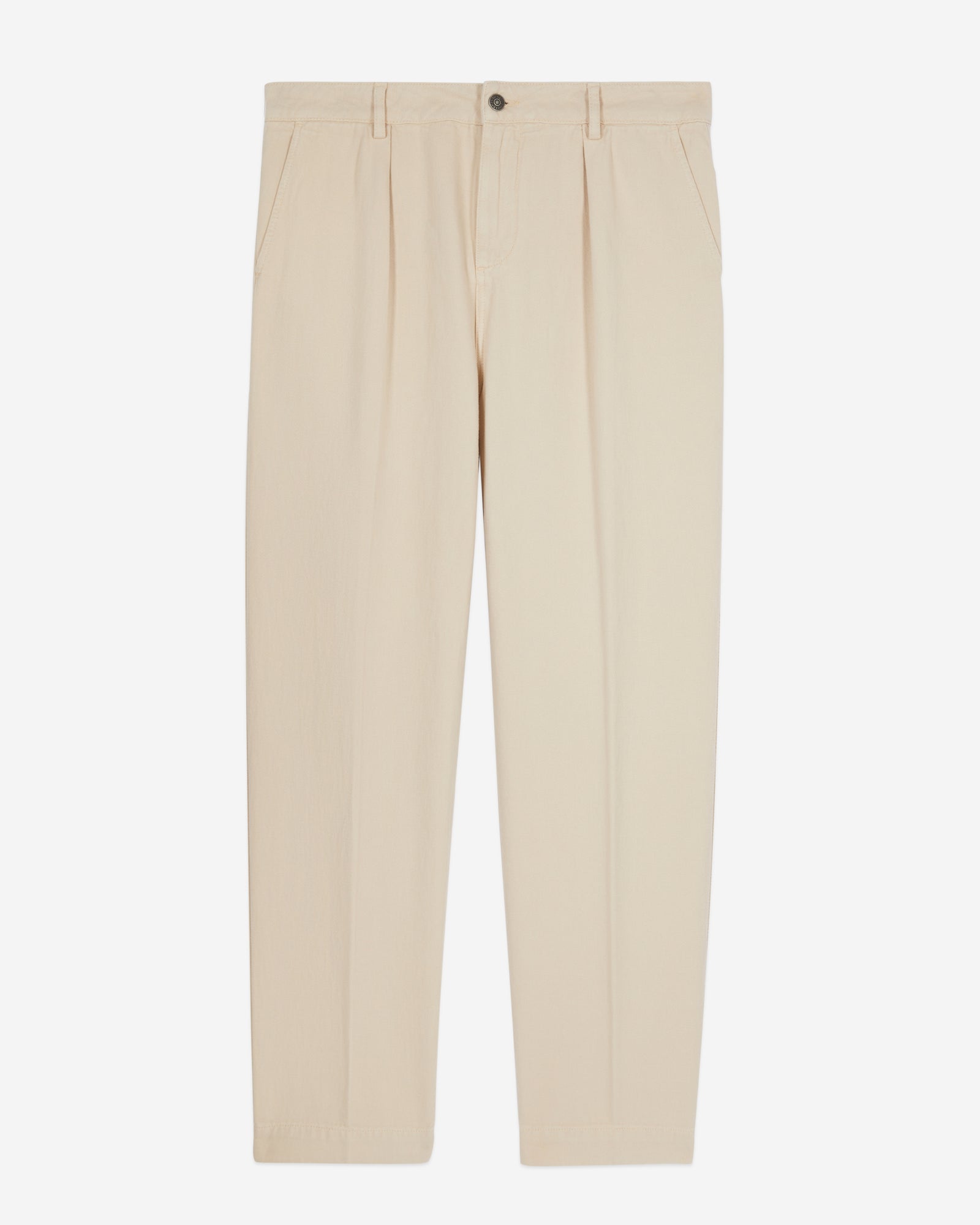 Cotton And Linen Trousers With Pleats | Men | Beige